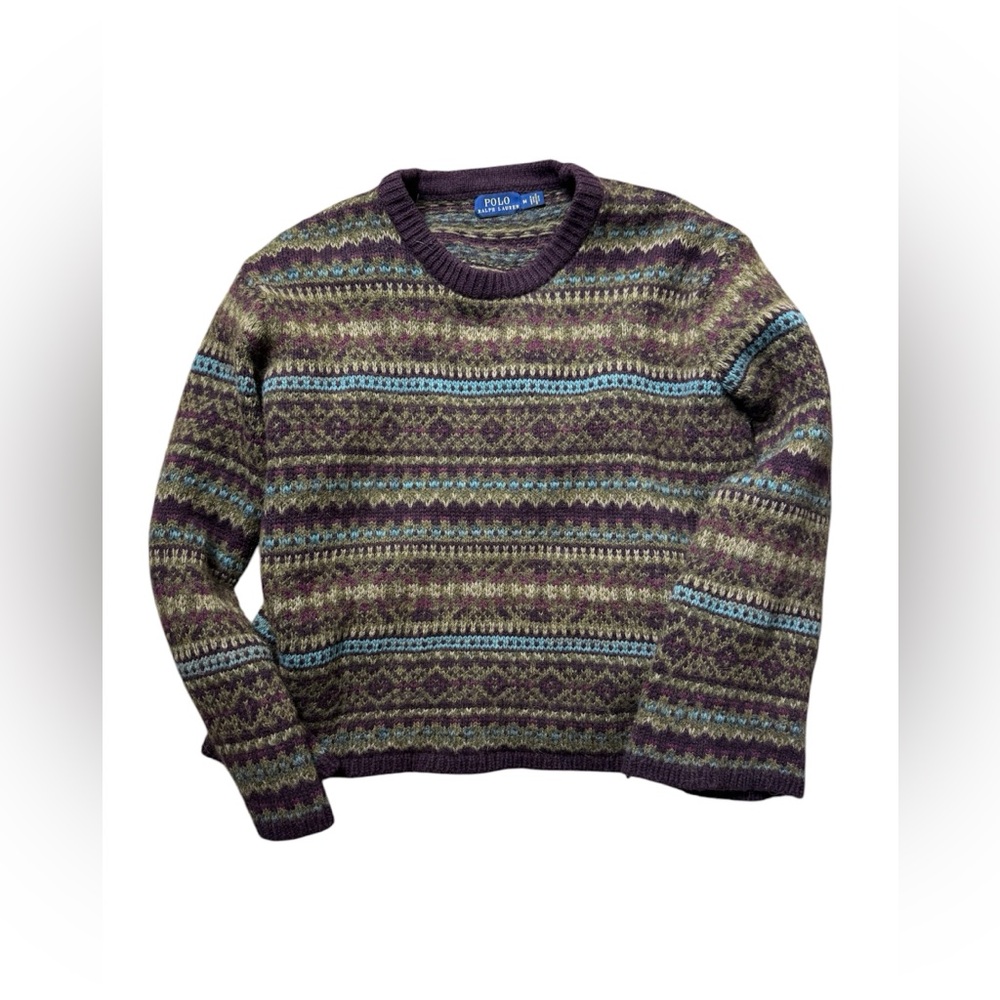 $298 Ralph Lauren Wool Blend Sweater Nordic Ski Winter Print Women  SZ M